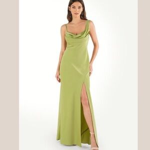 Azazie Citron Cowl Neck Maxi Dress